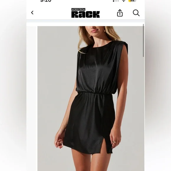 Astr deep turquoise Satin Sleeveless Chemise with Side Slit - Picture 5 of 5